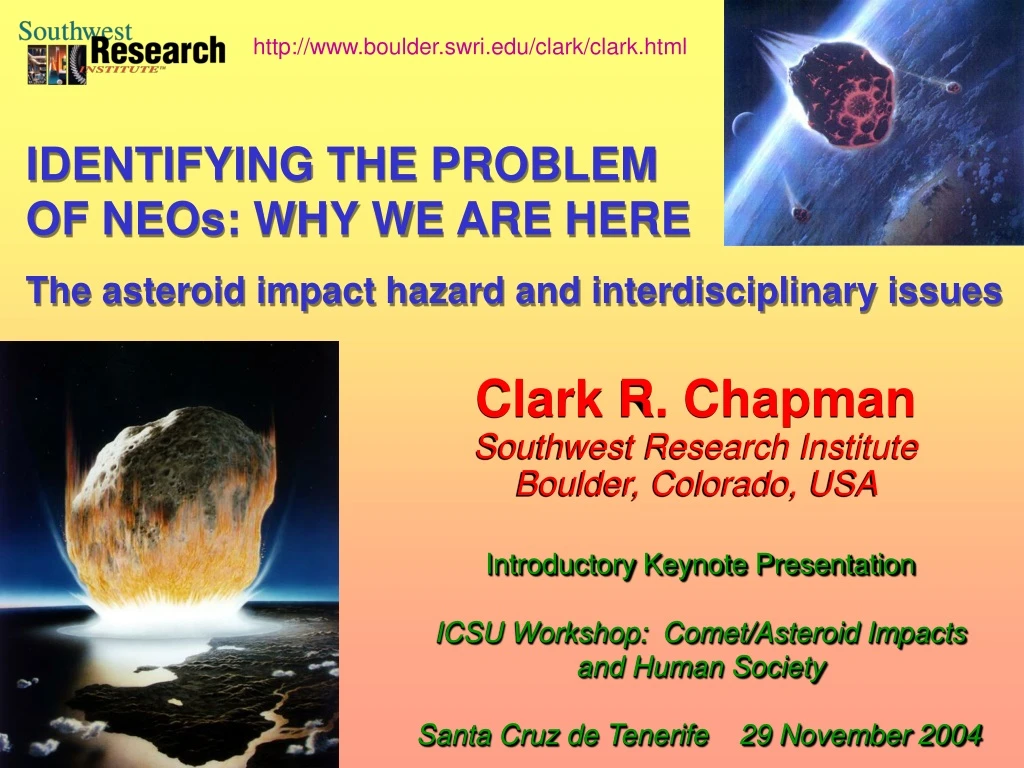 clark r chapman southwest research institute boulder colorado usa