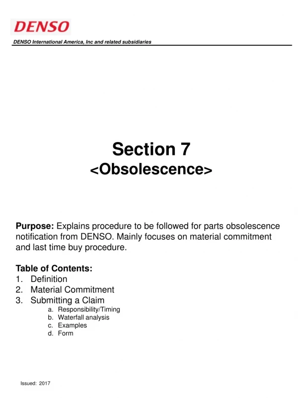 Section 7  &lt;Obsolescence&gt;
