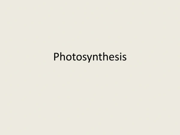 Photosynthesis