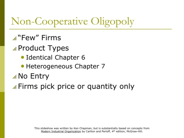 Non-Cooperative Oligopoly