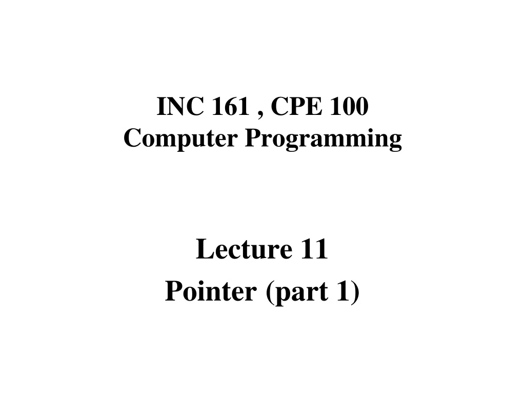 inc 161 cpe 100 computer programming