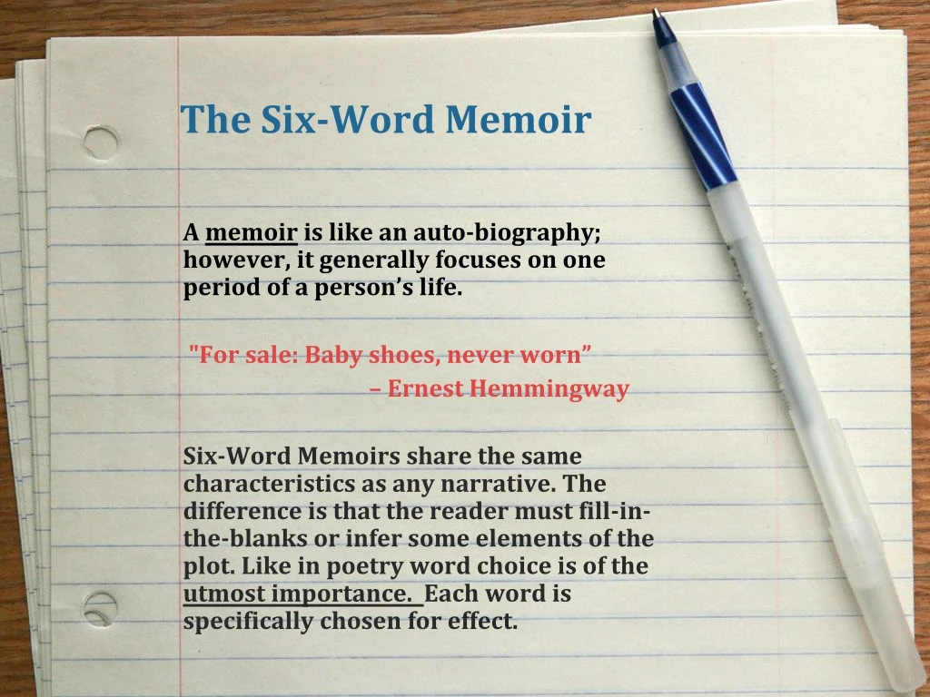 the six word memoir