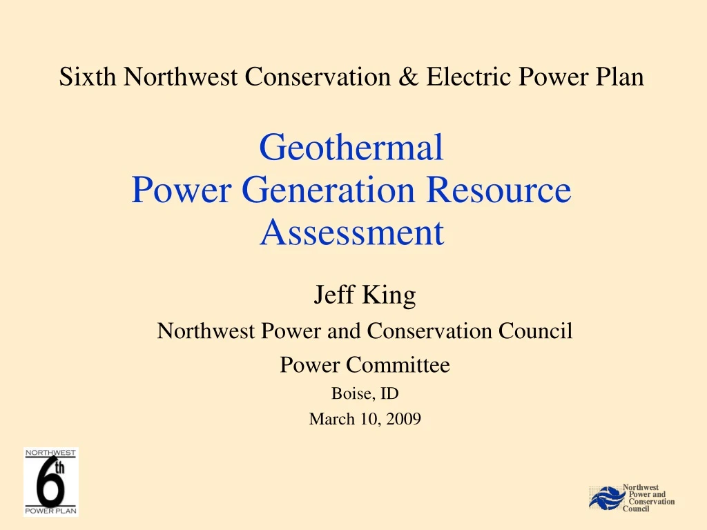 sixth northwest conservation electric power plan geothermal power generation resource assessment