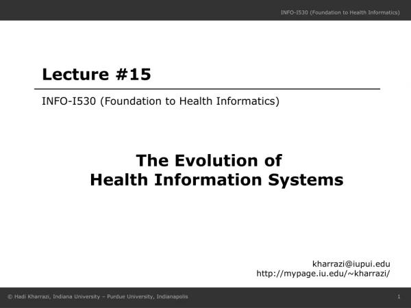 INFO-I530 (Foundation to Health Informatics)