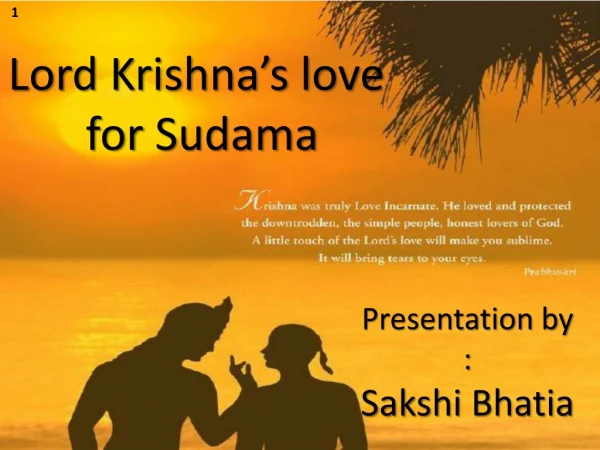 Lord Krishna’s love  for  Sudama