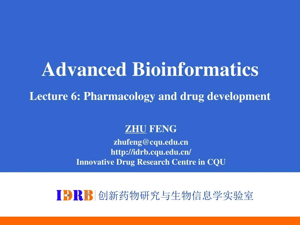 advanced bioinformatics lecture 6 pharmacology