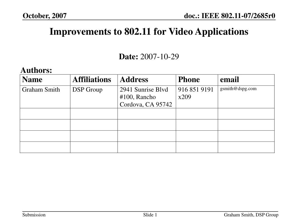 improvements to 802 11 for video applications