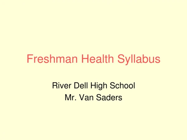 Freshman Health Syllabus