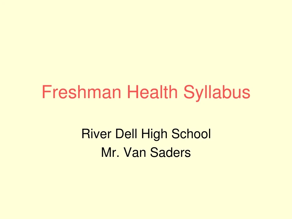 freshman health syllabus