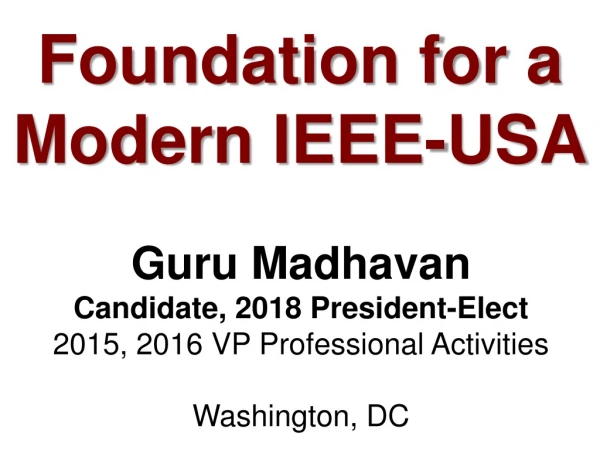 Foundation for a Modern IEEE-USA