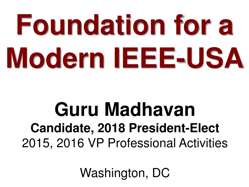 foundation for a modern ieee usa