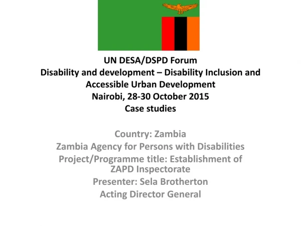 Country: Zambia Zambia Agency for Persons with Disabilities