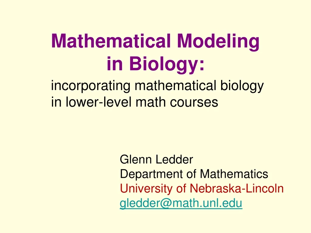 mathematical modeling in biology