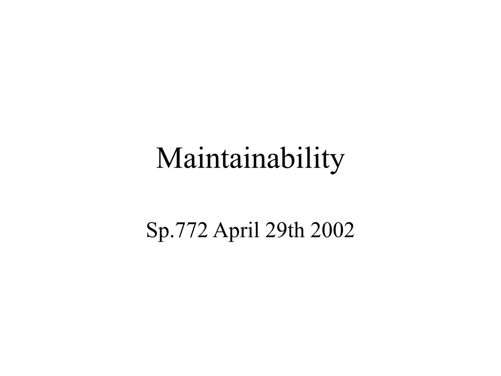 maintainability
