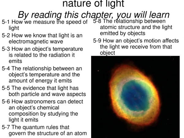 nature of light By reading this chapter, you will learn
