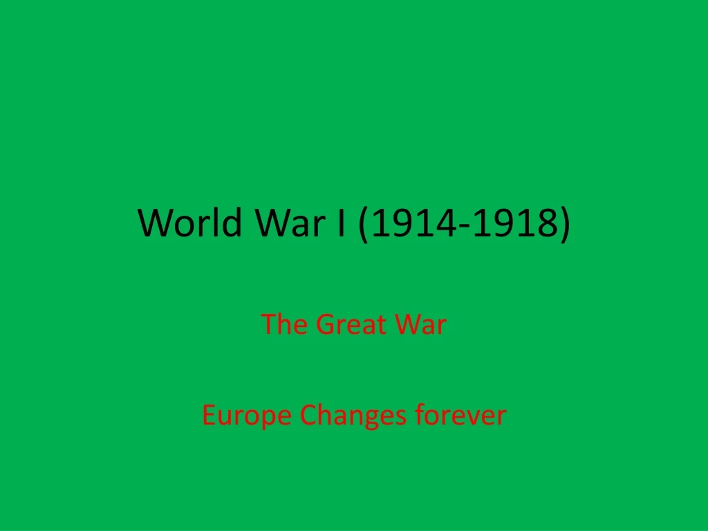 world war i 1914 1918