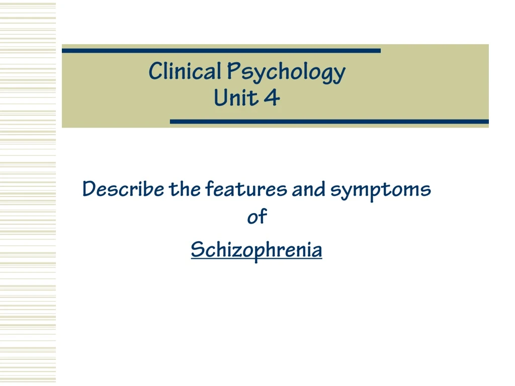 clinical psychology unit 4