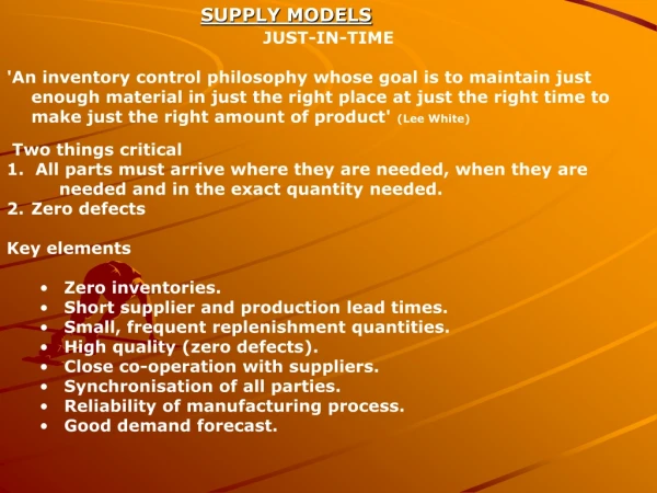 SUPPLY MODELS