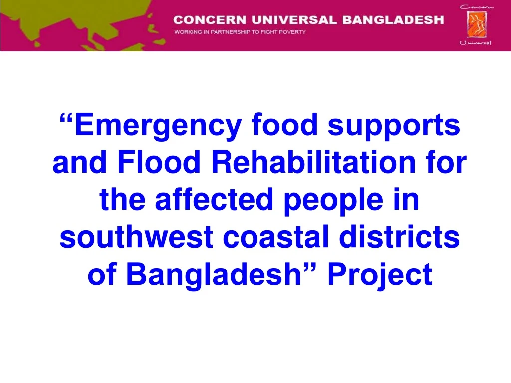 emergency food supports and flood rehabilitation