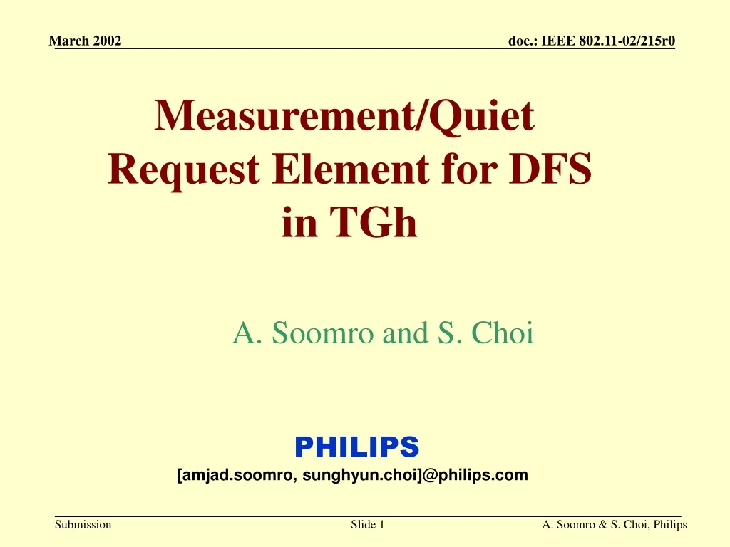 measurement quiet request element for dfs in tgh