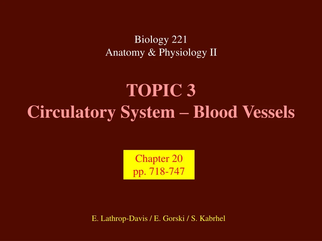 topic 3 circulatory system blood vessels