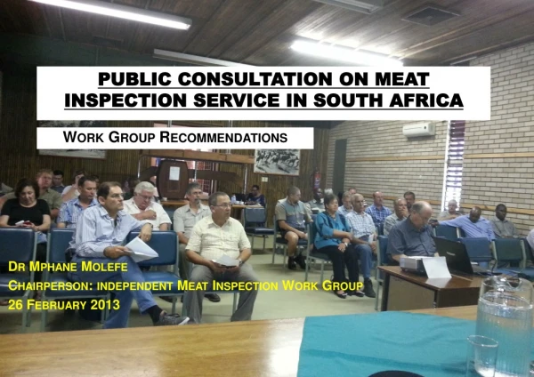PUBLIC CONSULTATION ON MEAT INSPECTION SERVICE IN SOUTH AFRICA