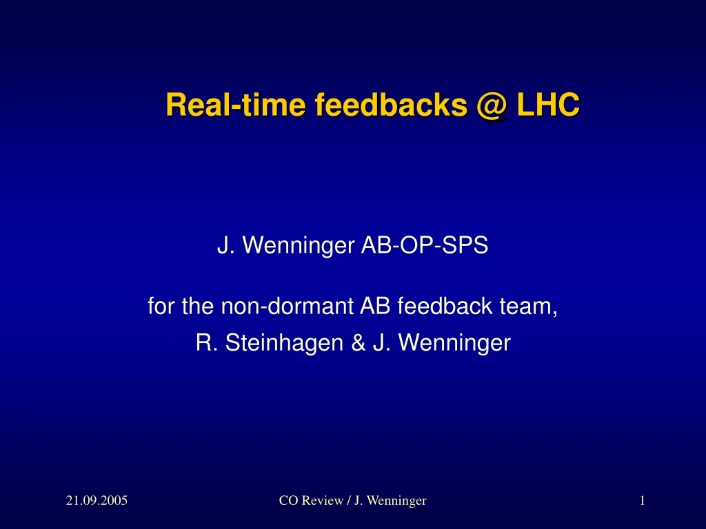 real time feedbacks @ lhc