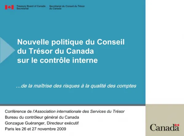 Nouvelle politique du Conseil du Tr sor du Canada sur le contr le interne