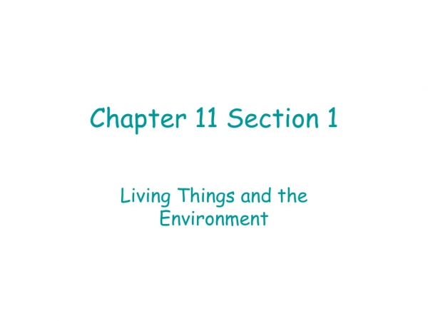 Chapter 11 Section 1