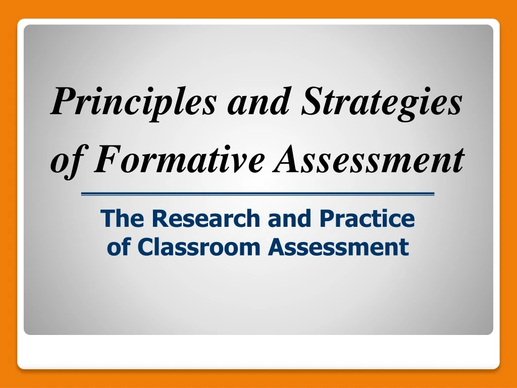 principles and strategies of formative assessment