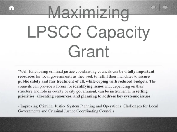 Maximizing LPSCC Capacity Grant