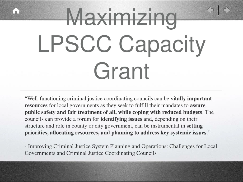 maximizing lpscc capacity grant