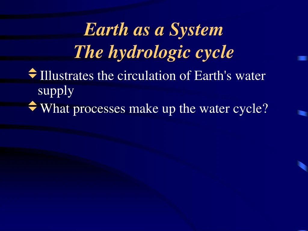 earth as a system the hydrologic cycle