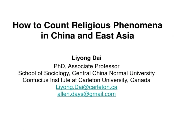 How to Count Religious Phenomena in China and East Asia