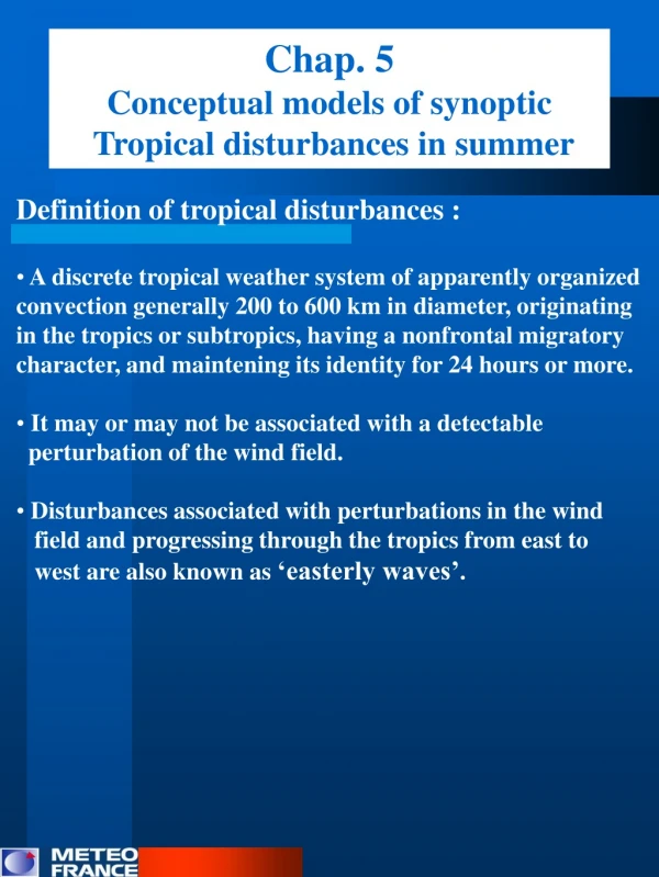 Chap. 5 Conceptual models of synoptic Tropical disturbances in summer