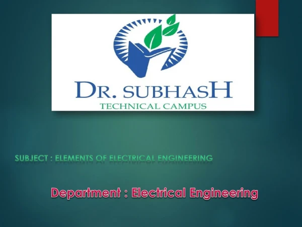 Subject : Elements of Electrical Engineering