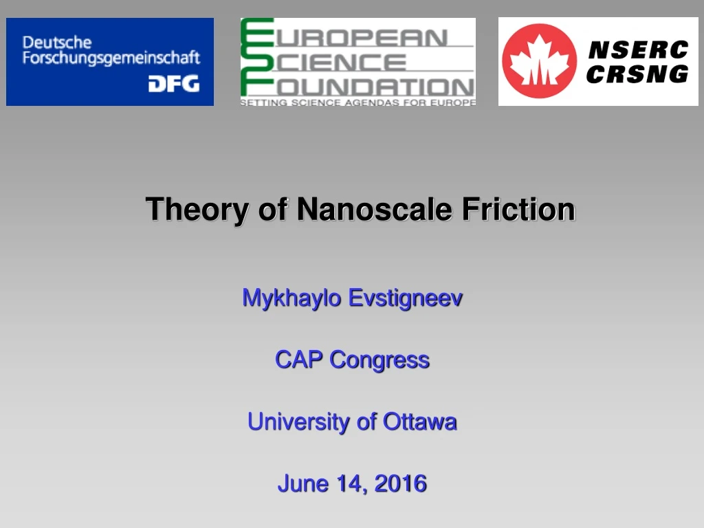 theory of nanoscale friction