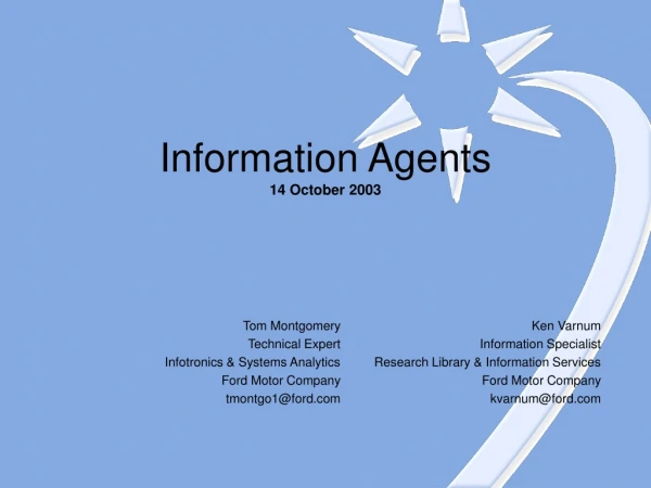 Information Agents 14 October 2003