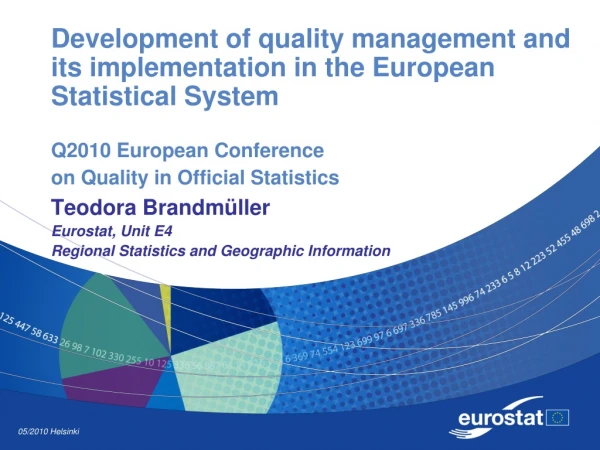 Teodora Brandmüller Eurostat, Unit E4  Regional Statistics and Geographic Information