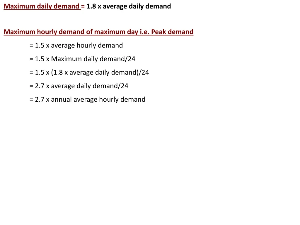 maximum daily demand 1 8 x average daily demand
