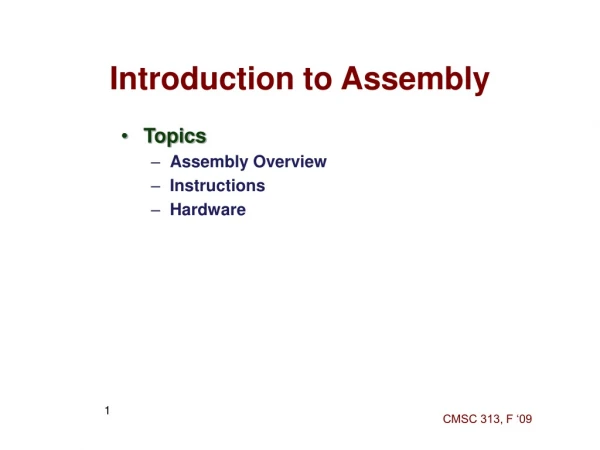 Introduction to Assembly