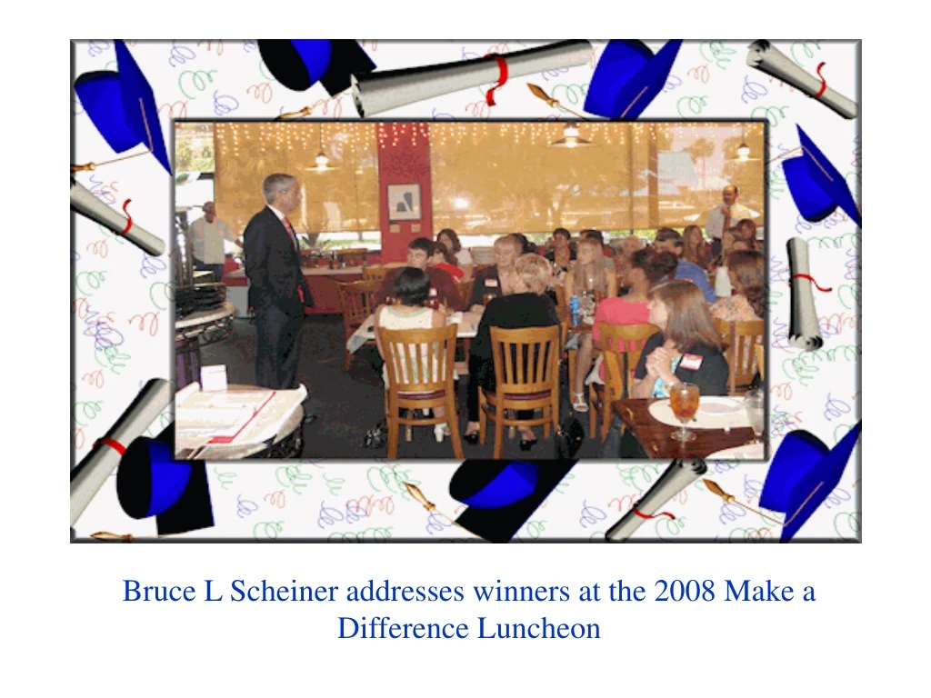 bruce l scheiner addresses winners at the 2008