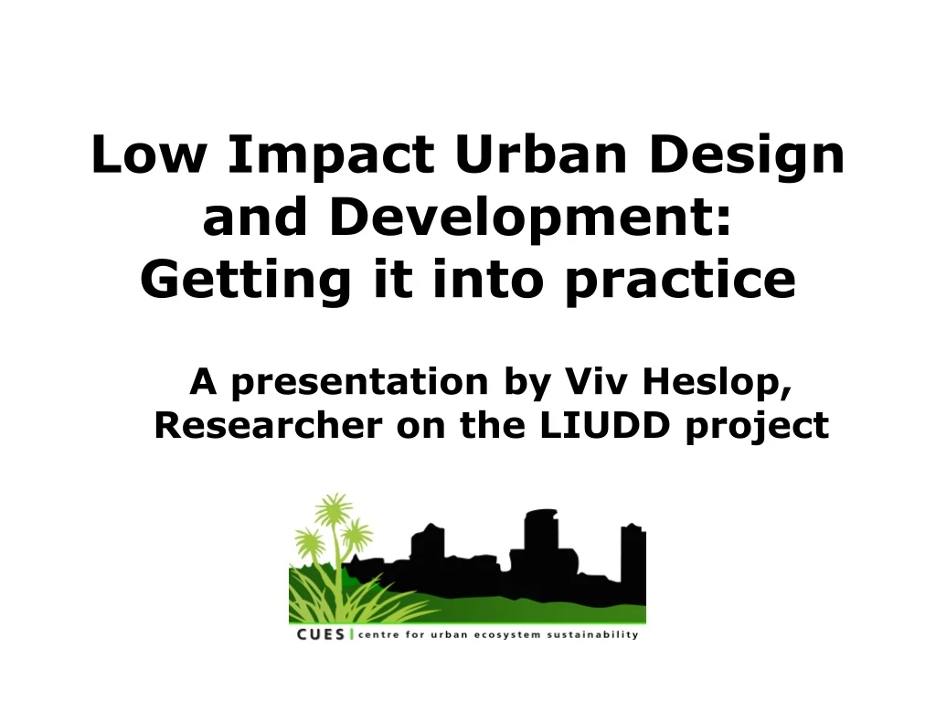 low impact urban design and development getting it into practice