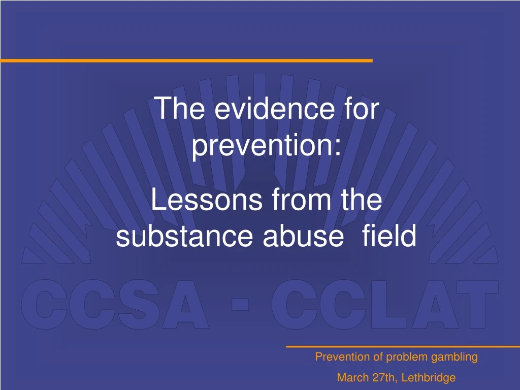 the evidence for prevention lessons from