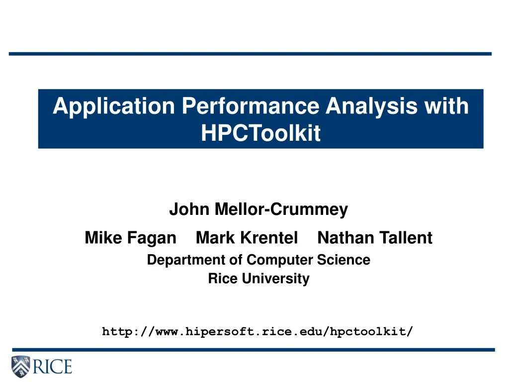 application performance analysis with hpctoolkit