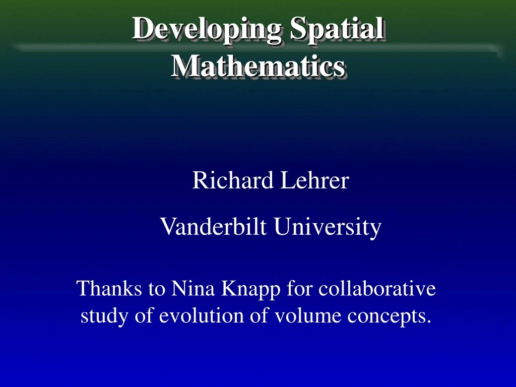 developing spatial mathematics