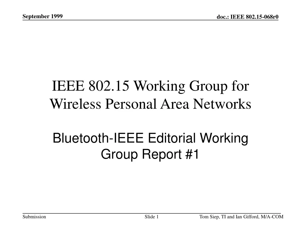 ieee 802 15 working group for wireless personal area networks
