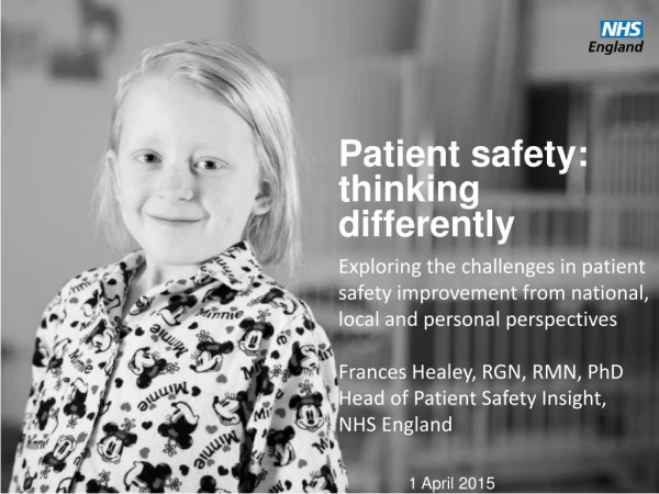 Patient safety: thinking differently
