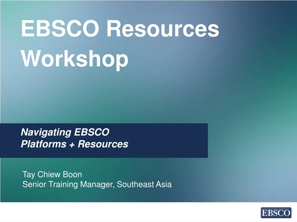 ebsco resources workshop