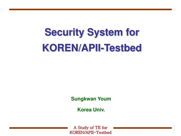 Security System for KOREN/APII-Testbed